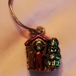 Vintage Cottage House Genuine Bone China Christmas Ornaments Taiwan Painted